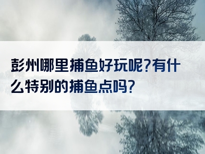 彭州哪里捕鱼好玩呢？有什么特别的捕鱼点吗？