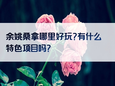 余姚桑拿哪里好玩？有什么特色项目吗？