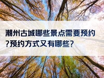 潮州古城哪些景点需要预约？预约方式又有哪些？
