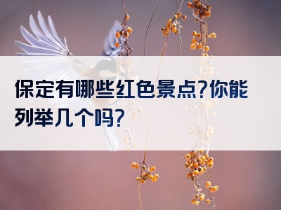 保定有哪些红色景点？你能列举几个吗？