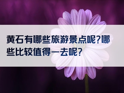 黄石有哪些旅游景点呢？哪些比较值得一去呢？