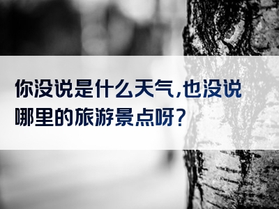 你没说是什么天气，也没说哪里的旅游景点呀？