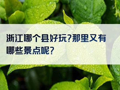 浙江哪个县好玩？那里又有哪些景点呢？