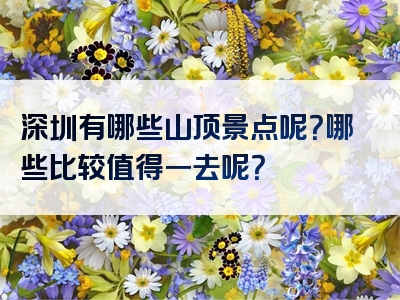深圳有哪些山顶景点呢？哪些比较值得一去呢？