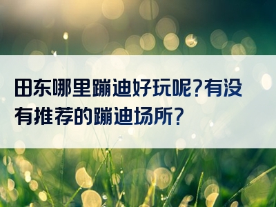 田东哪里蹦迪好玩呢？有没有推荐的蹦迪场所？