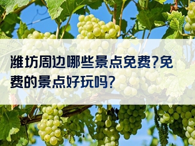 潍坊周边哪些景点免费？免费的景点好玩吗？