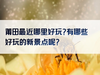 莆田最近哪里好玩？有哪些好玩的新景点呢？