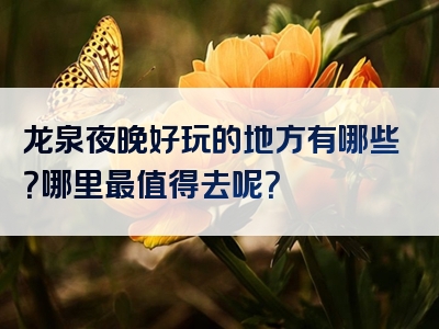 龙泉夜晚好玩的地方有哪些？哪里最值得去呢？