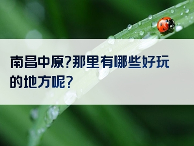 南昌中原？那里有哪些好玩的地方呢？