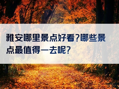 雅安哪里景点好看？哪些景点最值得一去呢？
