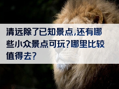 清远除了已知景点，还有哪些小众景点可玩？哪里比较值得去？