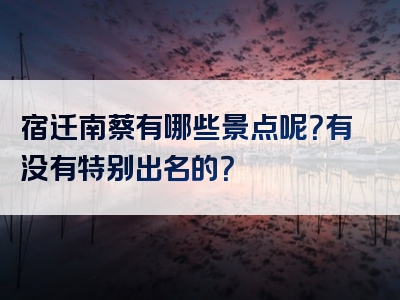 宿迁南蔡有哪些景点呢？有没有特别出名的？