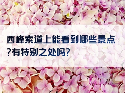 西峰索道上能看到哪些景点？有特别之处吗？
