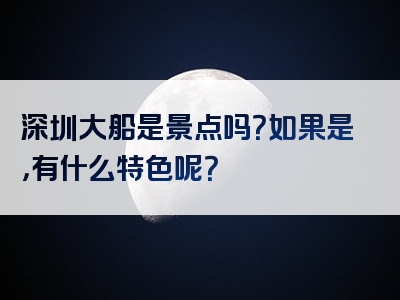 深圳大船是景点吗？如果是，有什么特色呢？