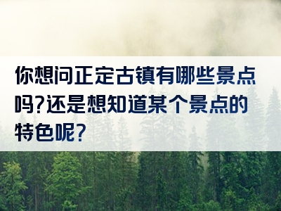 你想问正定古镇有哪些景点吗？还是想知道某个景点的特色呢？