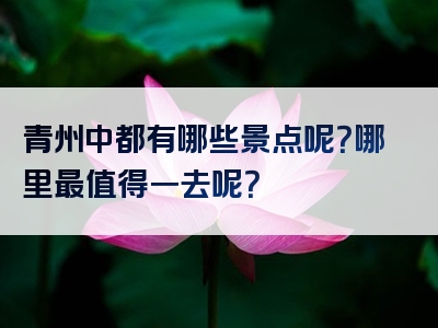 青州中都有哪些景点呢？哪里最值得一去呢？