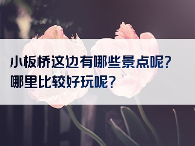 小板桥这边有哪些景点呢？哪里比较好玩呢？