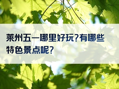 莱州五一哪里好玩？有哪些特色景点呢？