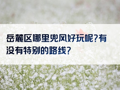 岳麓区哪里兜风好玩呢？有没有特别的路线？