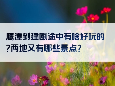 鹰潭到建瓯途中有啥好玩的？两地又有哪些景点？