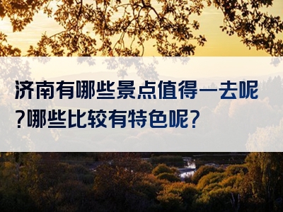 济南有哪些景点值得一去呢？哪些比较有特色呢？