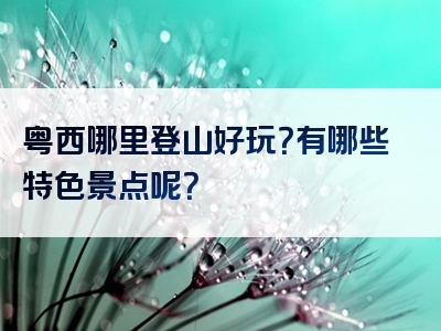 粤西哪里登山好玩？有哪些特色景点呢？