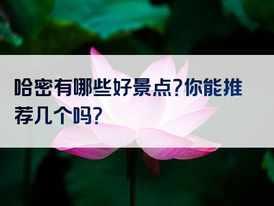 哈密有哪些好景点？你能推荐几个吗？