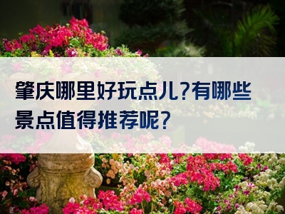 肇庆哪里好玩点儿？有哪些景点值得推荐呢？