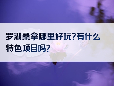 罗湖桑拿哪里好玩？有什么特色项目吗？