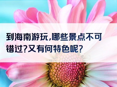 到海南游玩，哪些景点不可错过？又有何特色呢？