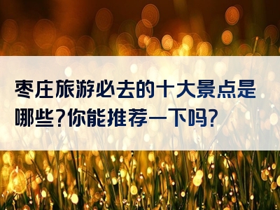 枣庄旅游必去的十大景点是哪些？你能推荐一下吗？