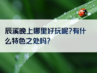 辰溪晚上哪里好玩呢？有什么特色之处吗？