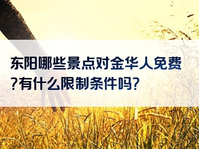 东阳哪些景点对金华人免费？有什么限制条件吗？
