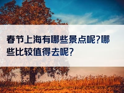 春节上海有哪些景点呢？哪些比较值得去呢？