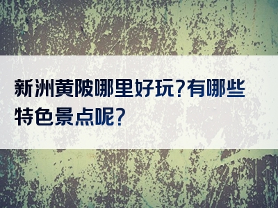 新洲黄陂哪里好玩？有哪些特色景点呢？