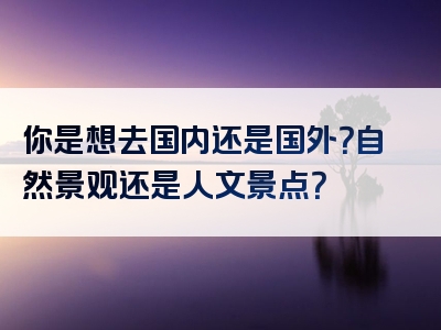 你是想去国内还是国外？自然景观还是人文景点？