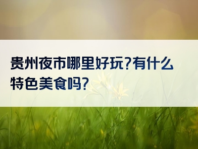 贵州夜市哪里好玩？有什么特色美食吗？