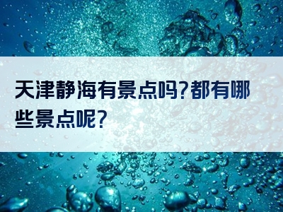 天津静海有景点吗？都有哪些景点呢？