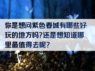 你是想问紫色春城有哪些好玩的地方吗？还是想知道哪里最值得去呢？