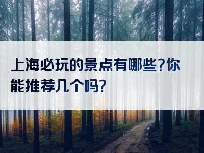 上海必玩的景点有哪些？你能推荐几个吗？