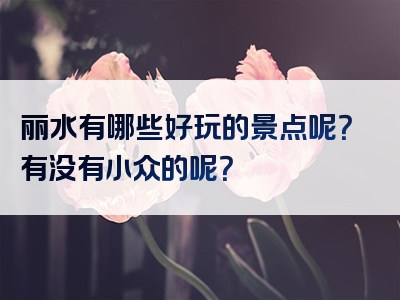 丽水有哪些好玩的景点呢？有没有小众的呢？