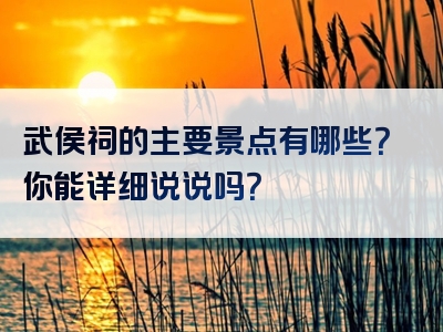 武侯祠的主要景点有哪些？你能详细说说吗？