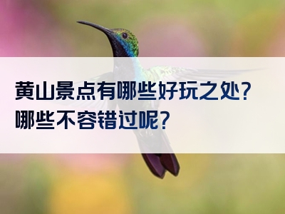黄山景点有哪些好玩之处？哪些不容错过呢？