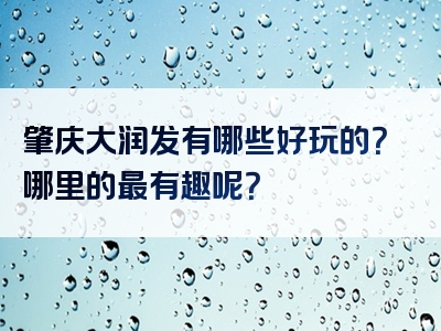 肇庆大润发有哪些好玩的？哪里的最有趣呢？