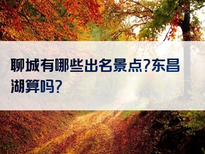 聊城有哪些出名景点？东昌湖算吗？