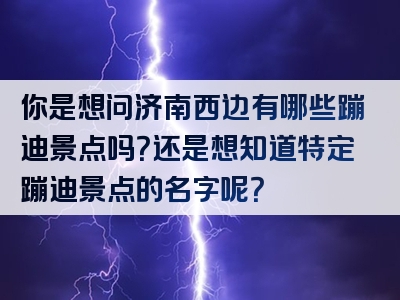 你是想问济南西边有哪些蹦迪景点吗？还是想知道特定蹦迪景点的名字呢？