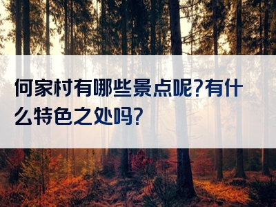 何家村有哪些景点呢？有什么特色之处吗？