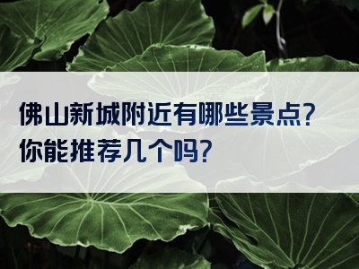 佛山新城附近有哪些景点？你能推荐几个吗？