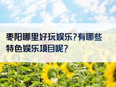 枣阳哪里好玩娱乐？有哪些特色娱乐项目呢？