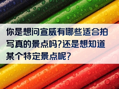 你是想问宣威有哪些适合拍写真的景点吗？还是想知道某个特定景点呢？